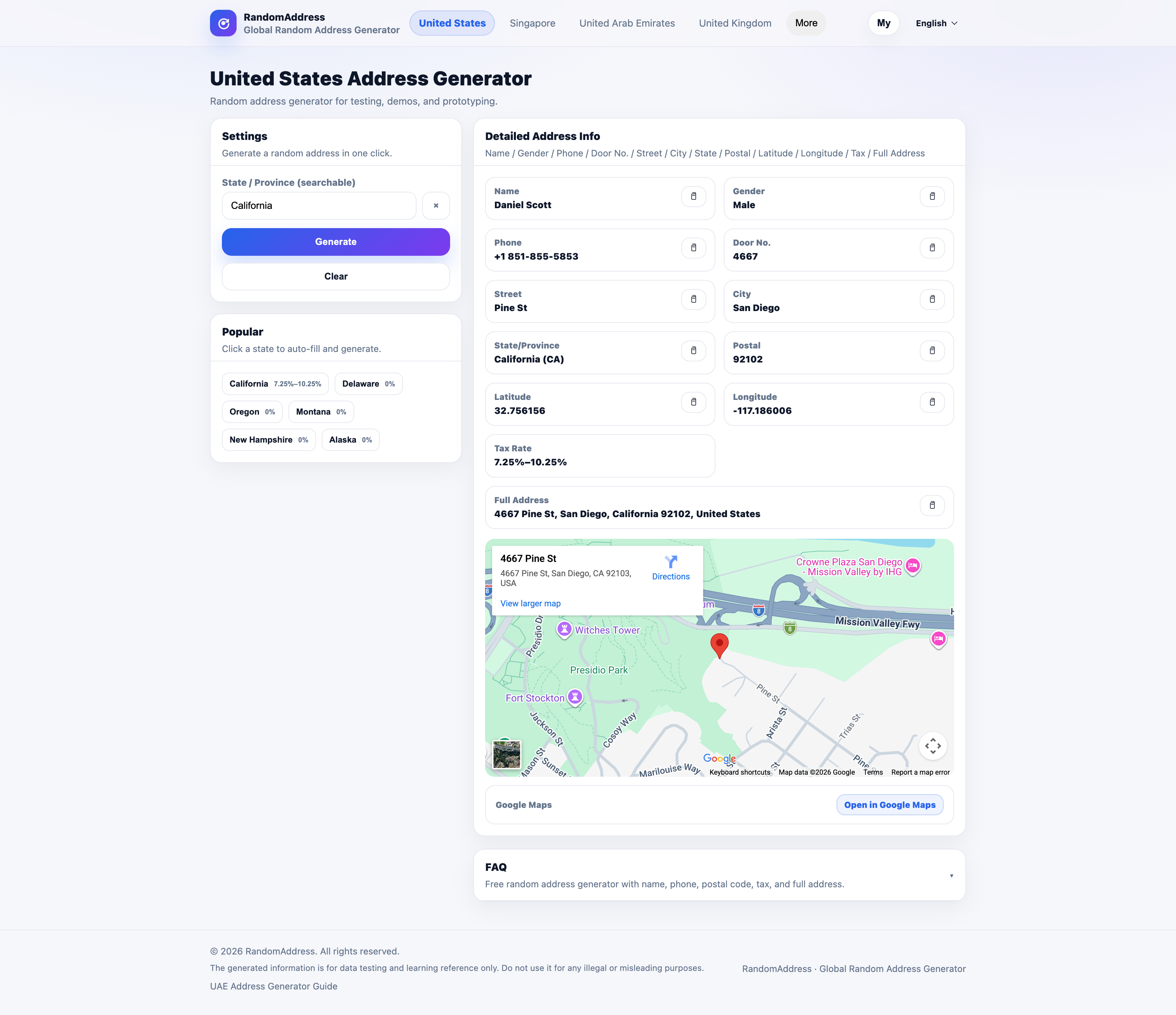 Random Address Generator