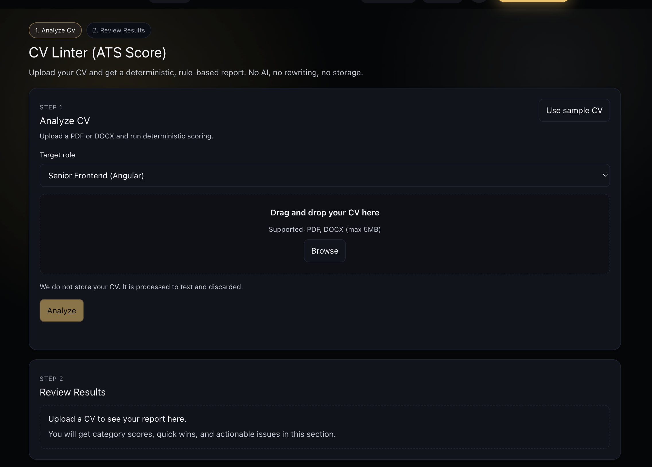 FrontendAtlas CV Linter
