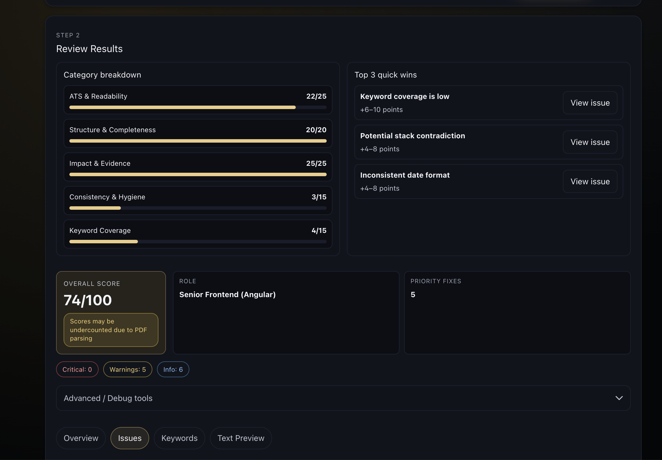 FrontendAtlas CV Linter