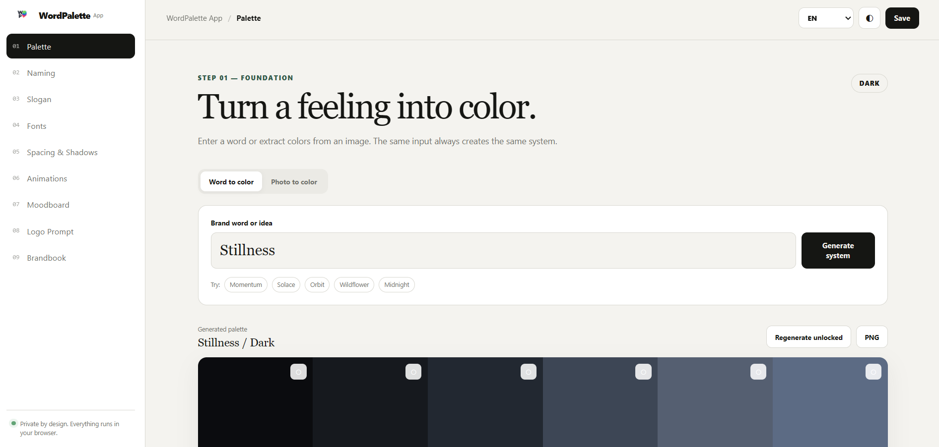 WordPalette Generator