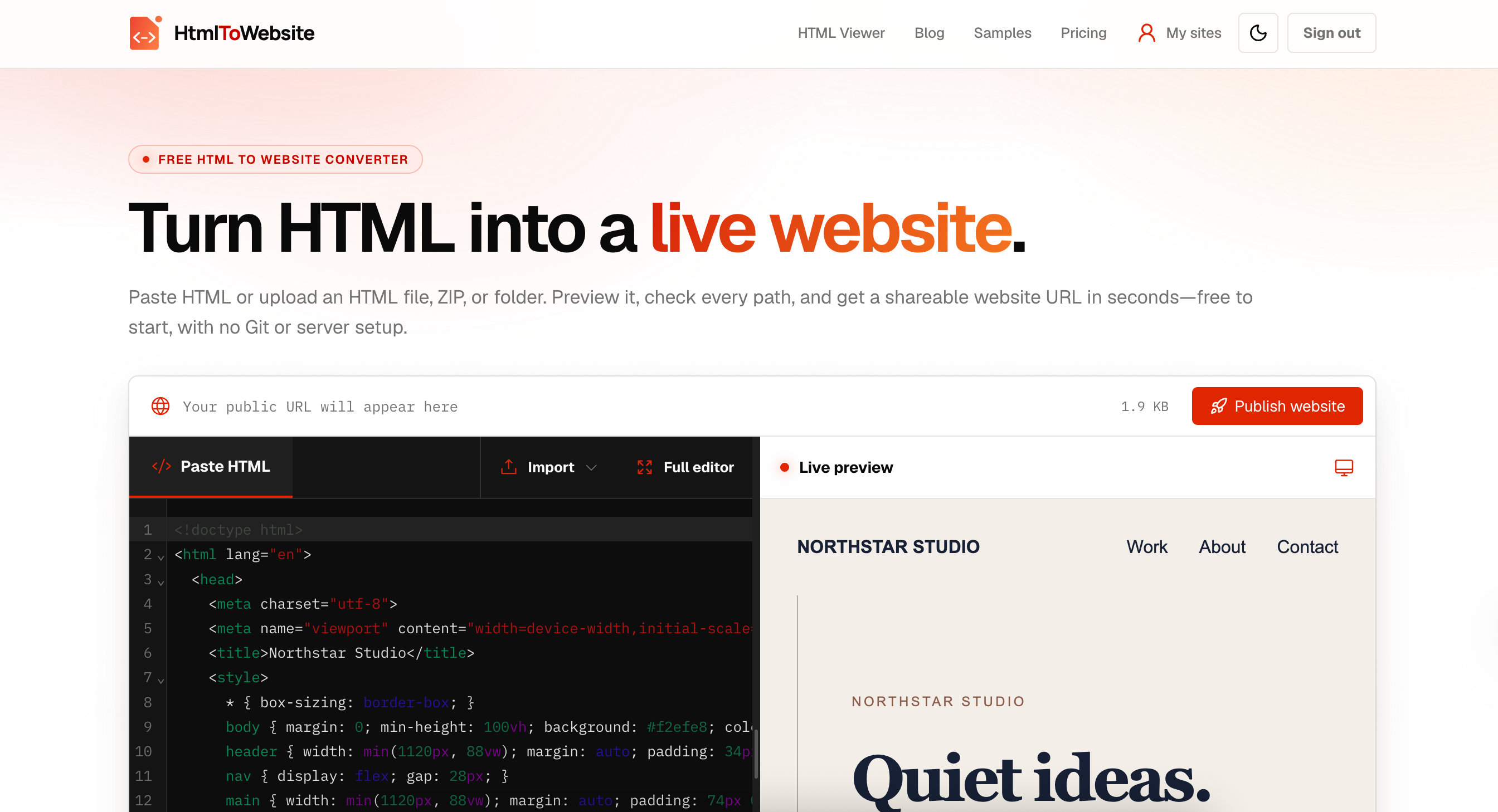 HtmlToWebsite
