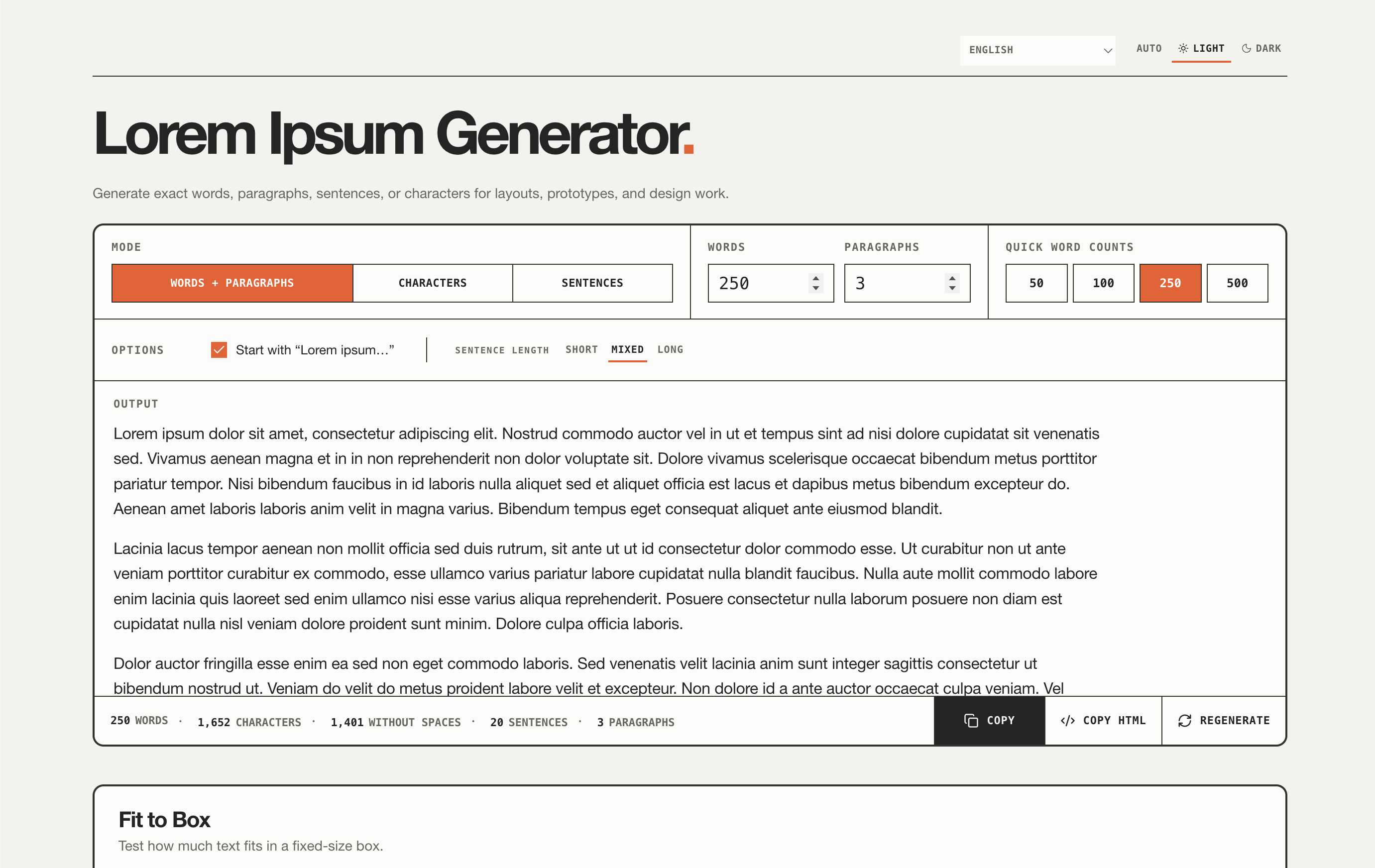 Lorem Ipsum Generator